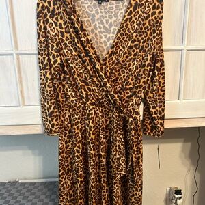 Tiana B. Leopard Print Wrap Dress - Brown & Black